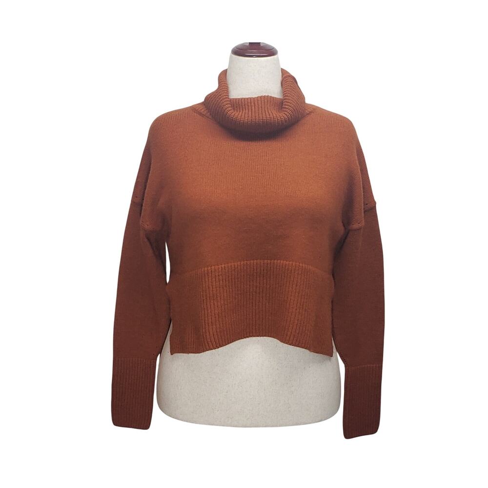 Mushroom Terracotta Rust Chunky Turtleneck Sweater S Boho Cozy Fall